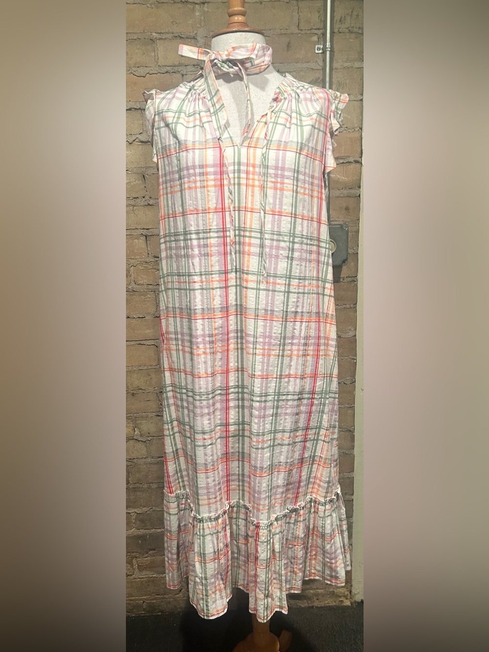 Ann Taylor Pastel Plaid Cotton Maxi Dress - Picture 4 of 9